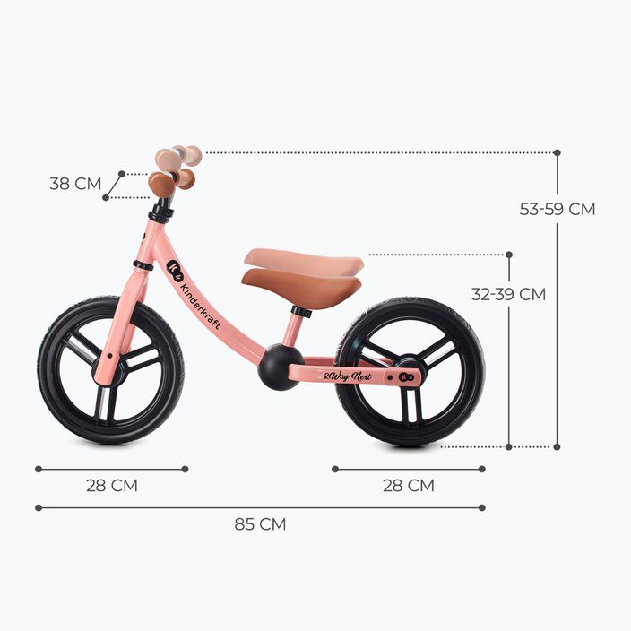 "Kinderkraft 2Way Next" krosinis dviratis rožinės spalvos 7