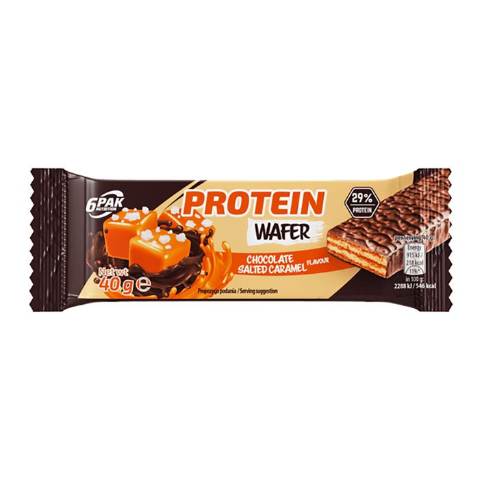 Baltymų batonėlis 6PAK Protein Wafer 40 g Šokoladinis sūdytas karamelė 2