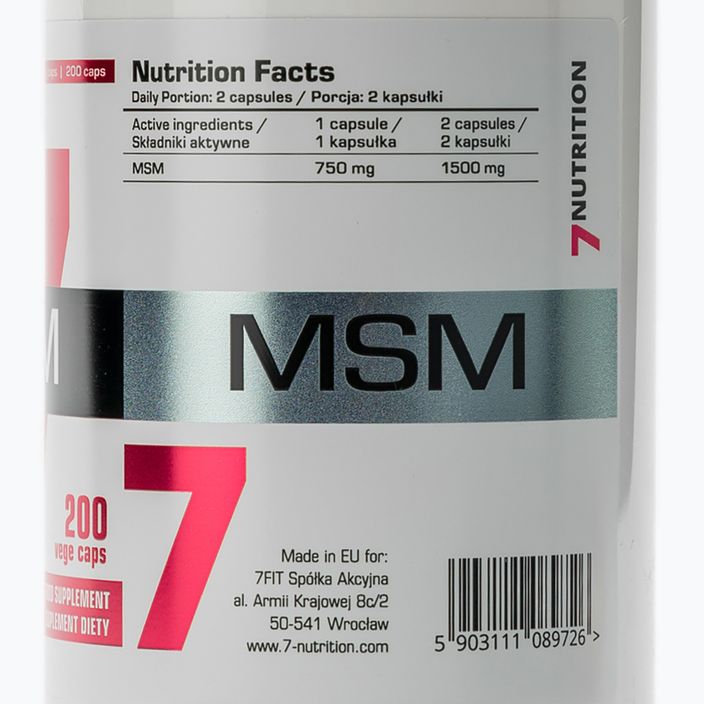 7Nutrition MSM papildas 750 mg 200 kapsulių 3