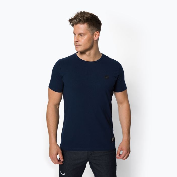 Pitbull West Coast vyriški Slim Fit Lycra Small Logo marškinėliai tamsiai tamsiai mėlynos spalvos