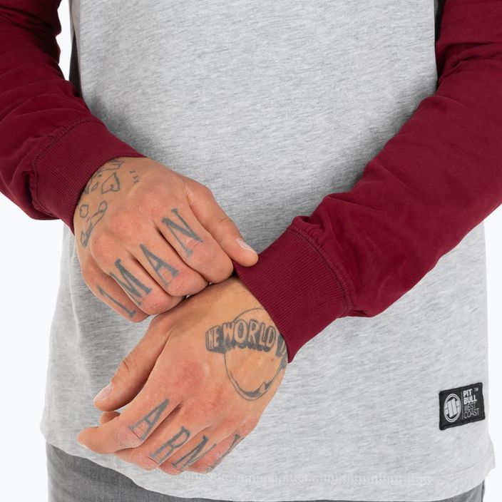 Vyriški Pitbull West Coast džemperiai su gobtuvu ir mažu logotipu pilkos/burundy spalvos 5