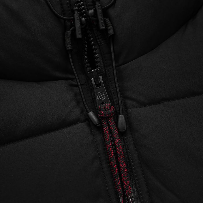 Pitbull West Coast Greyfox Dygsniuotas juodos spalvos vyriškas žieminis švarkas su gobtuvu 4