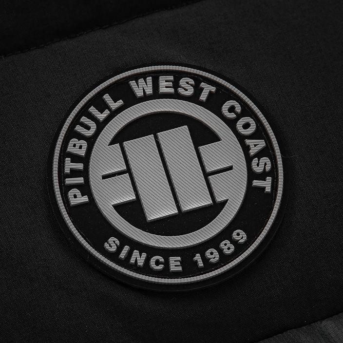 Pitbull West Coast Greyfox Dygsniuotas juodos spalvos vyriškas žieminis švarkas su gobtuvu 5