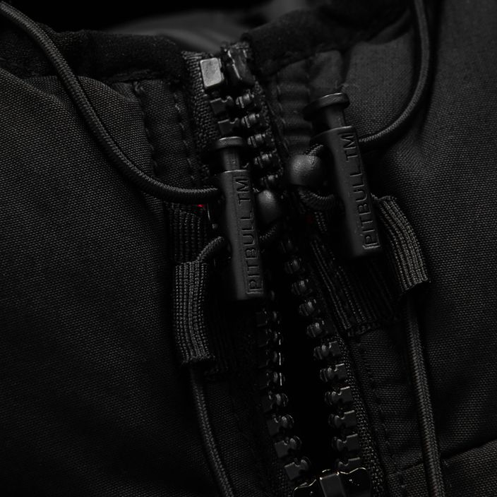Pitbull West Coast Greyfox Dygsniuotas juodos spalvos vyriškas žieminis švarkas su gobtuvu 6