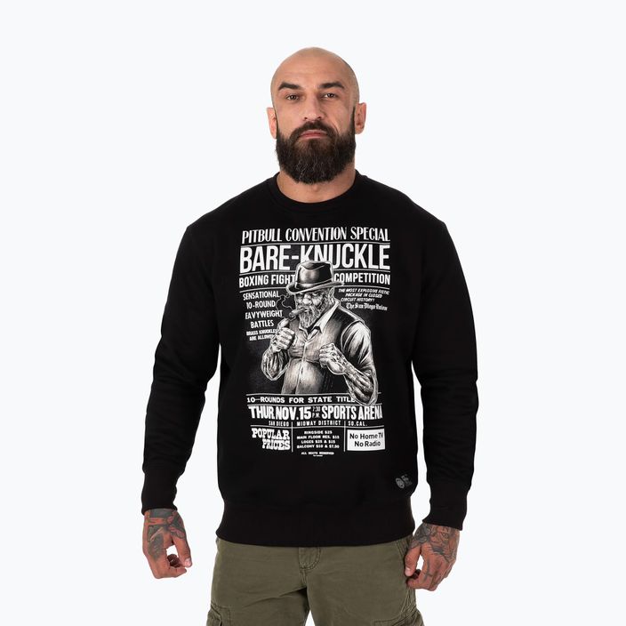 Pitbull West Coast vyriški Bare Knuckle Crewneck džemperiai juodi
