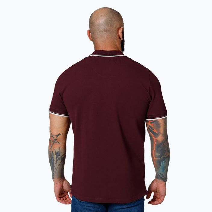 Vyriški polo marškinėliai Pitbull West Coast Polo Pique Stripes Regular burgundy 3
