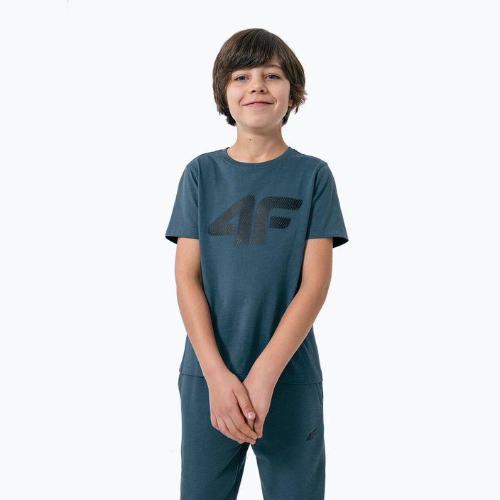 Vaikiški marškinėliai 4F JTSM002 džinsinis audinys