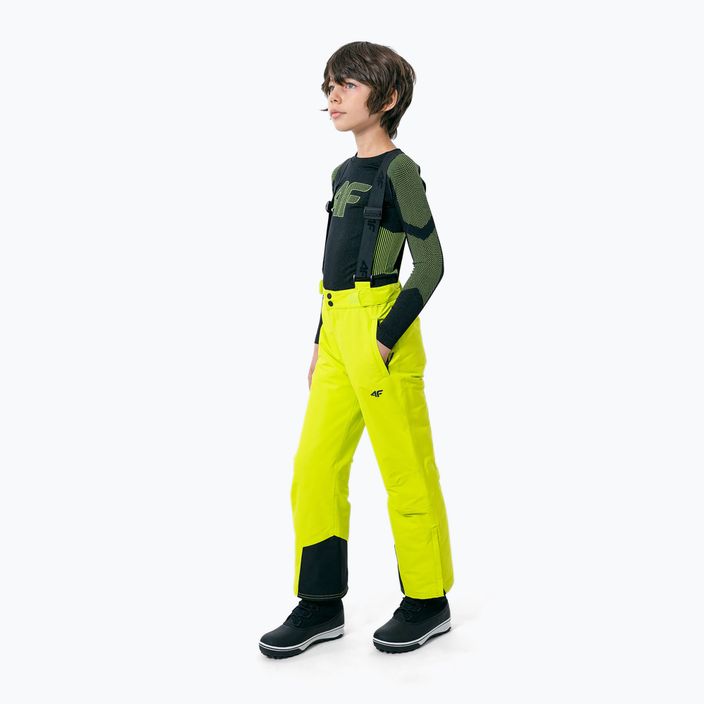 Vaikiškos slidinėjimo kelnės 4F JSPMN001 kanarėlės žalios spalvos 2