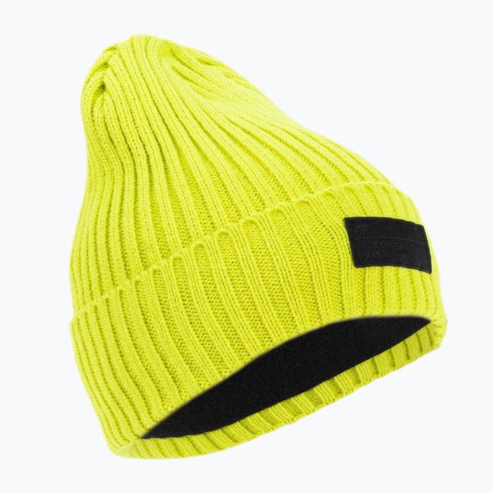 Vyriška žieminė kepurė 4F CAM013 kanarėlės žalios spalvos neoninė