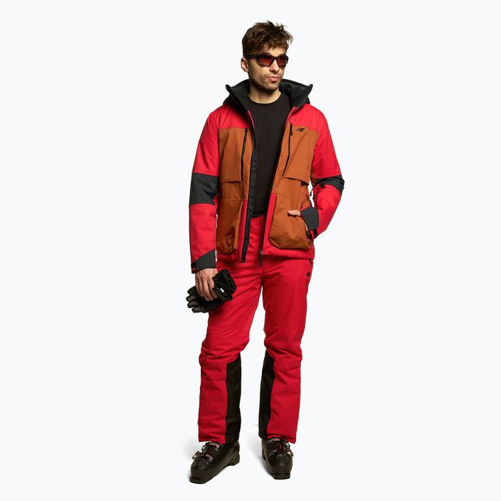 Vyriška slidinėjimo striukė 4F KUMN012 tamsiai raudona 2