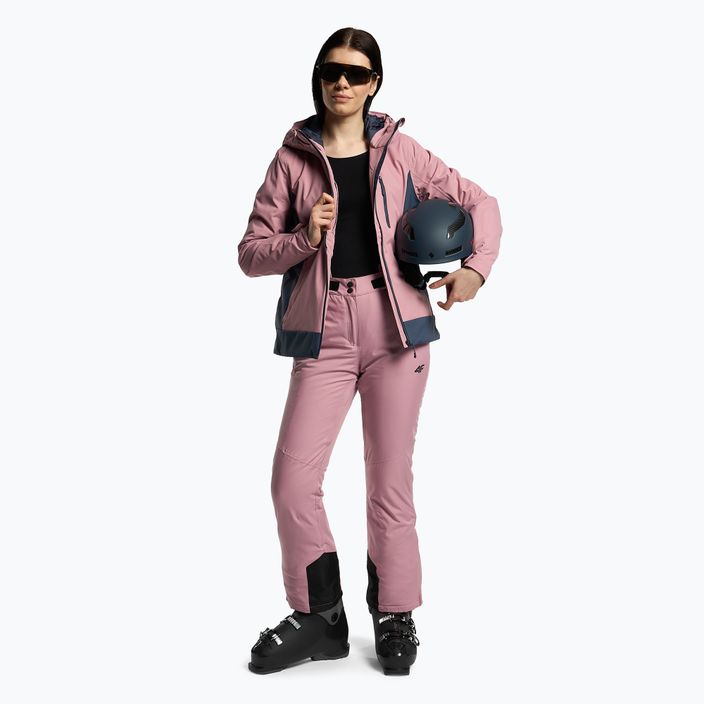 Moteriškos slidinėjimo kelnės 4F SPDN002 tamsiai rožinės spalvos 2