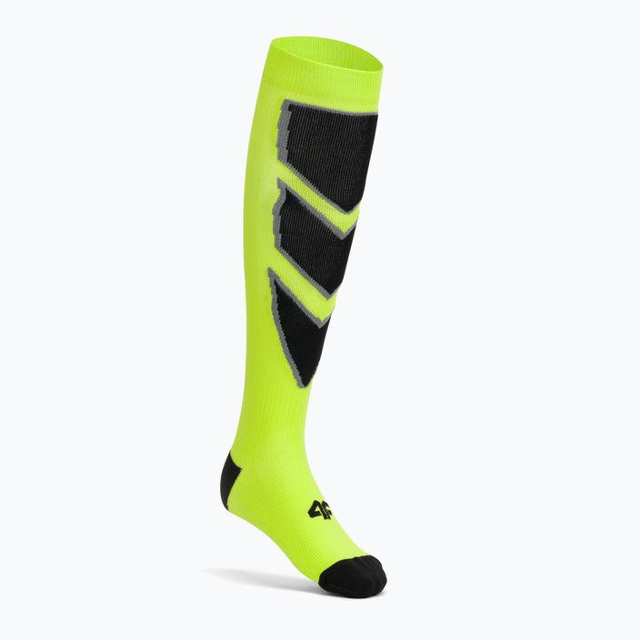 Vyriškos slidinėjimo kojinės 4F M030 kanarėlės žalios spalvos neoninės