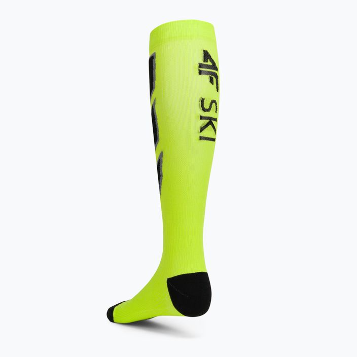 Vyriškos slidinėjimo kojinės 4F M030 kanarėlės žalios spalvos neoninės 2
