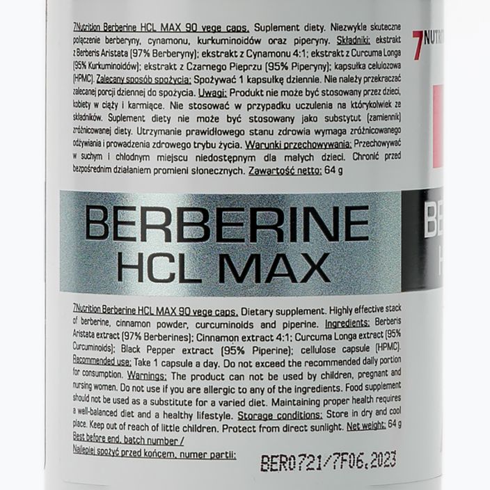 Berberinas 7Nutrition HCL MAX 90 kapsulių 2