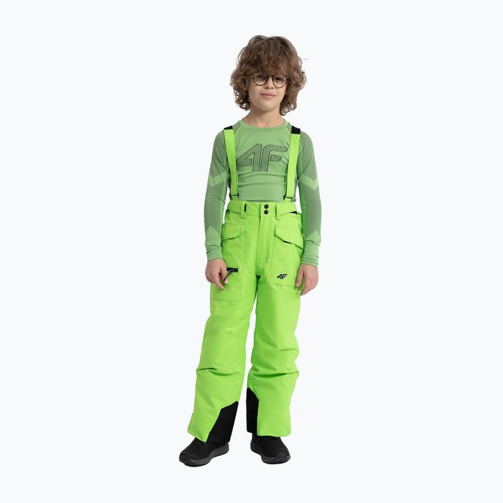 Vaikiškos slidinėjimo kelnės 4F M360 žalia neoninė