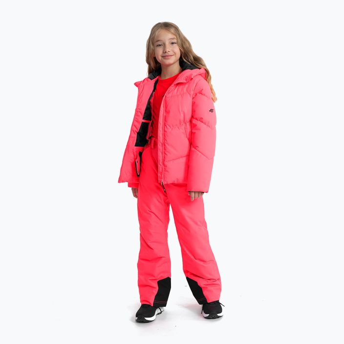 Vaikiška slidinėjimo striukė 4F F293 karštos rožinės spalvos neoninė 3