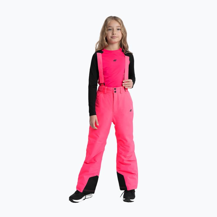 Vaikiškos slidinėjimo kelnės 4F F353 karštos rožinės spalvos neoninės spalvos