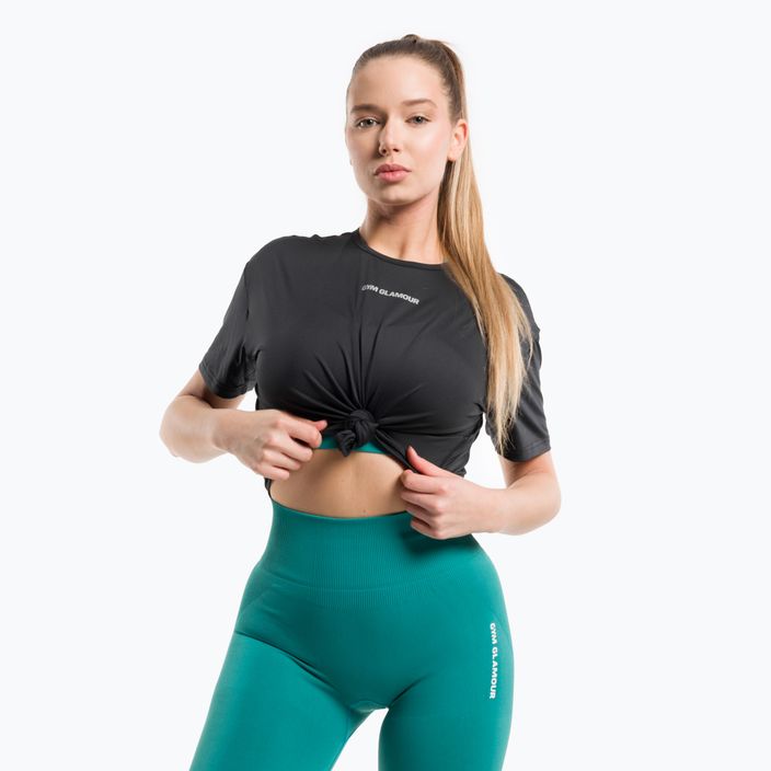Moteriški treniruočių marškinėliai Gym Glamour Sport Black 424