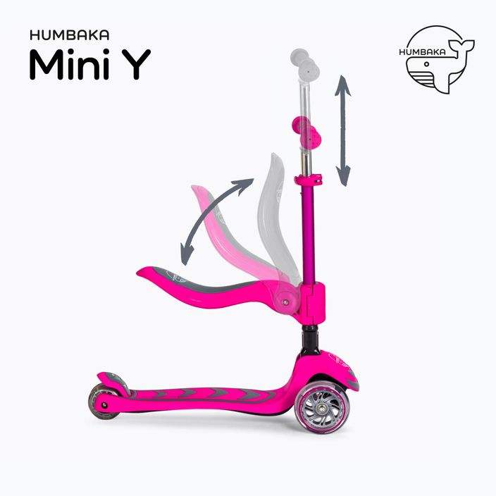 HUMBAKA Mini Y vaikiškas triratis motoroleris rožinės spalvos HBK-S6Y 3