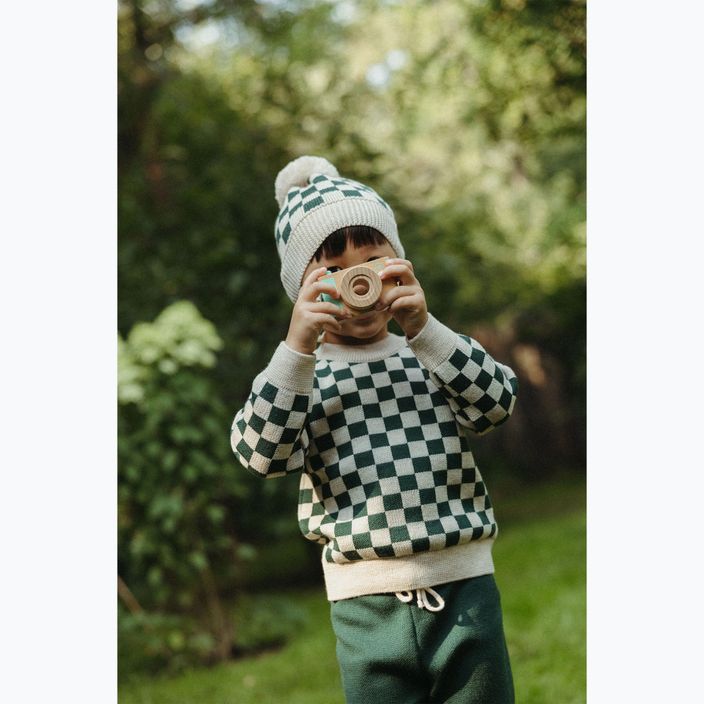 Vaikiška žieminė kepurė KID STORY Merino green chessboard 5