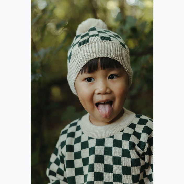 Vaikiška žieminė kepurė KID STORY Merino green chessboard 6
