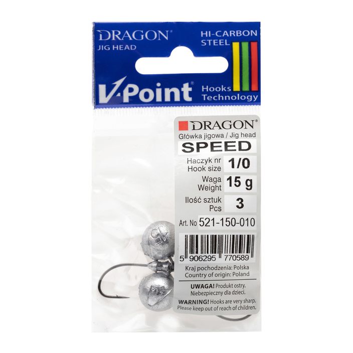 DRAGON V-Point Speed 15g 3 vnt. juodos spalvos džigo galvutė PDF-521-150-010 2