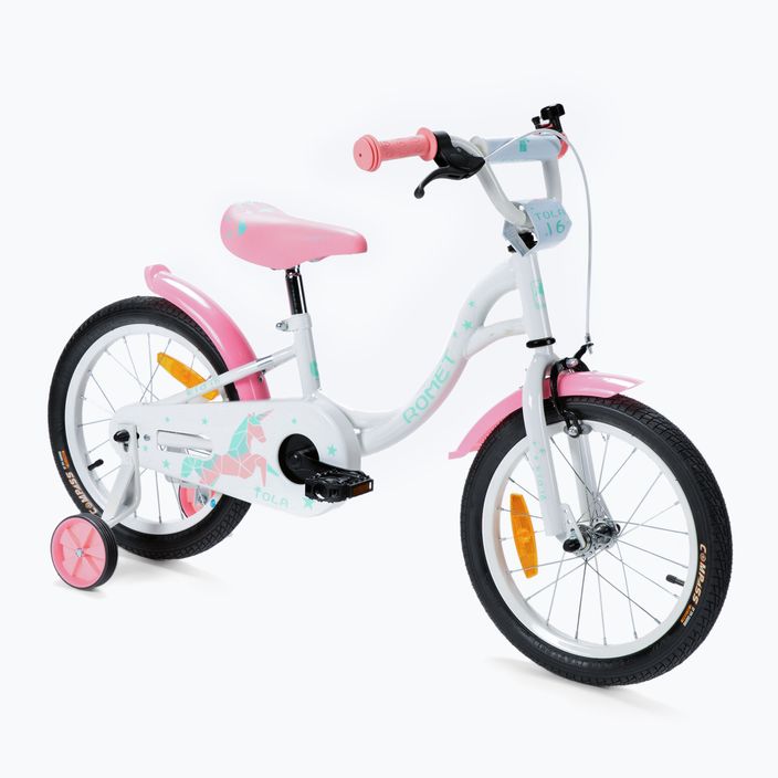 Vaikiškas dviratis Romet Tola 16 baltos ir rožinės spalvos 2