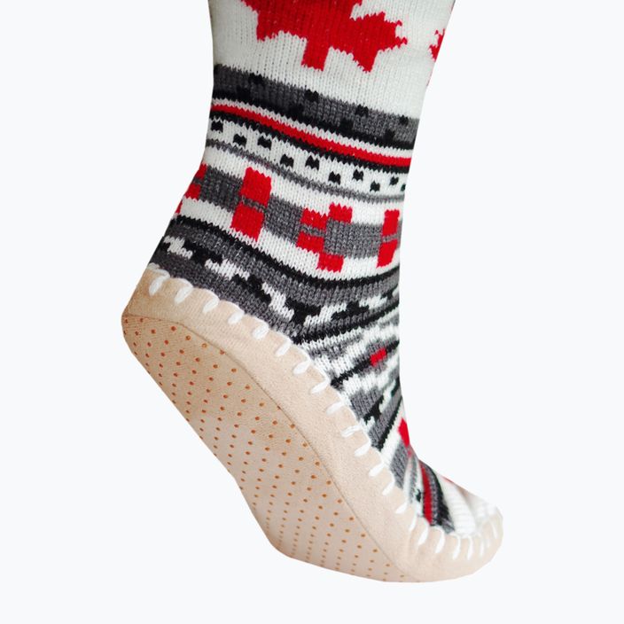 Šildomos šlepetės su kojinėmis Glovii GQ4 baltos/raudonos/pilkos 3