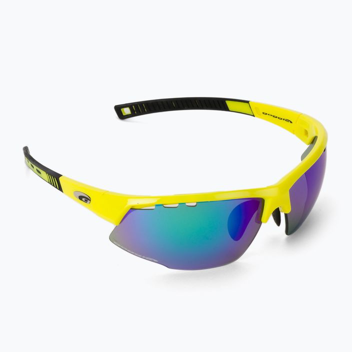 GOG Falcon Xtreme neoninės geltonos/juodos/polichromatinės žalios spalvos dviračių akiniai E863-4 2