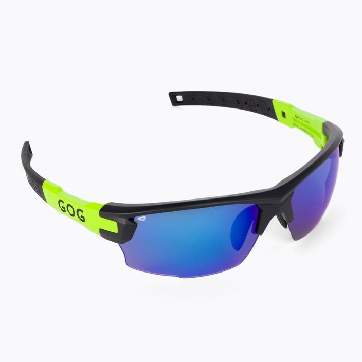 GOG Steno matiniai juodi/žali/polichromatiniai baltai-mėlyni dviratininkų akiniai E540-2 2