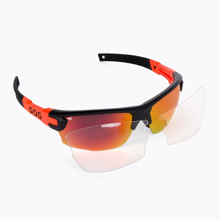 GOG Steno matiniai juodi/oranžiniai/polichromatiniai raudoni dviratininkų akiniai E540-4