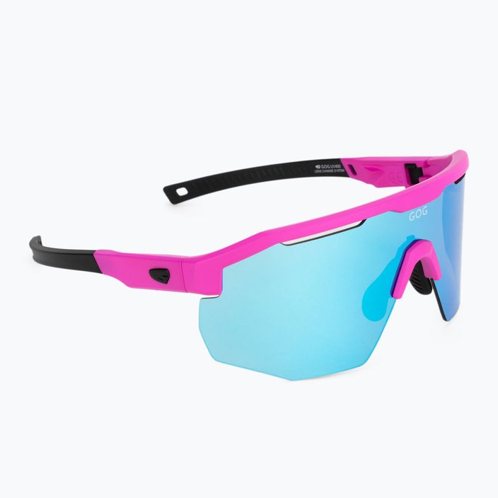 GOG dviratininkų akiniai Argo matiniai neoniniai rožiniai/juodi/baltai mėlyni E506-2 2