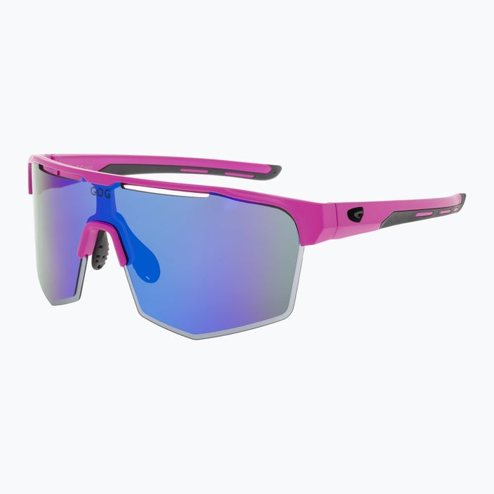 GOG Athena matiniai neoninės rožinės / juodos / polichromatinės baltai mėlynos spalvos dviratininkų akiniai E508-3 5