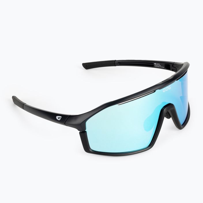 GOG dviratininkų akiniai Odyss matiniai tamsiai mėlyni / juodi / polichromatiniai baltai mėlyni E605-3 2