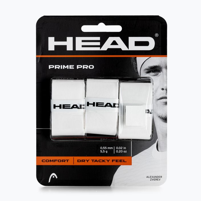 HEAD Prime Pro teniso raketės apvyniojimai 3 vnt. balti 285319 2