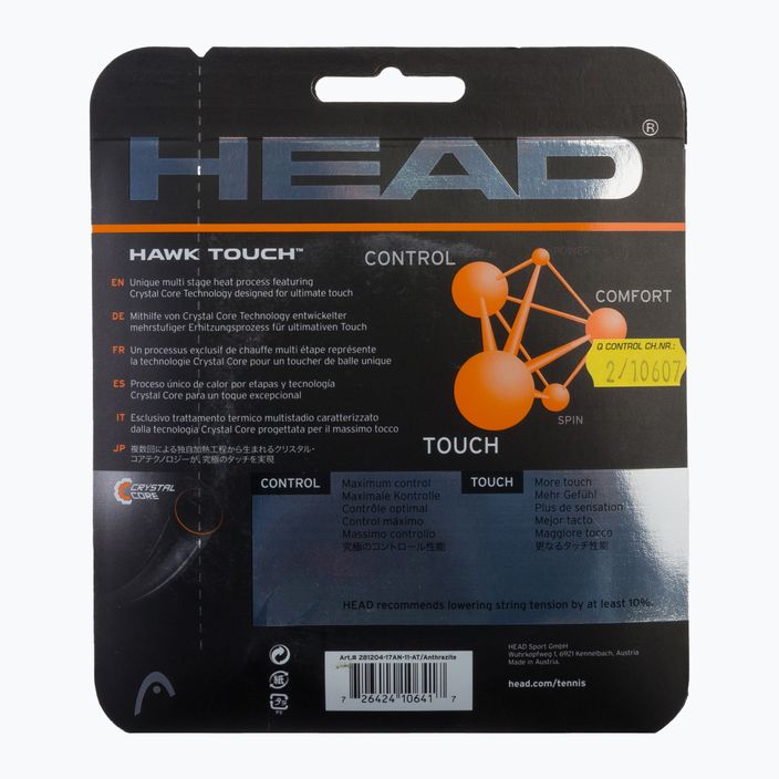 HEAD Hawk Touch teniso stygos 12 m juodos spalvos 281204 2