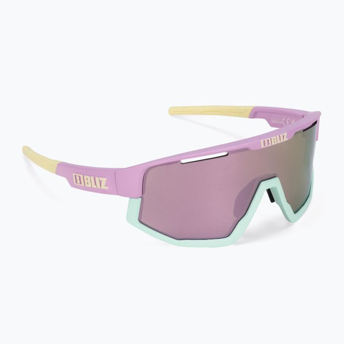Bliz Fusion matiniai pasteliniai violetiniai geltoni logotipai / rudi rožiniai kelių dviračių akiniai 2