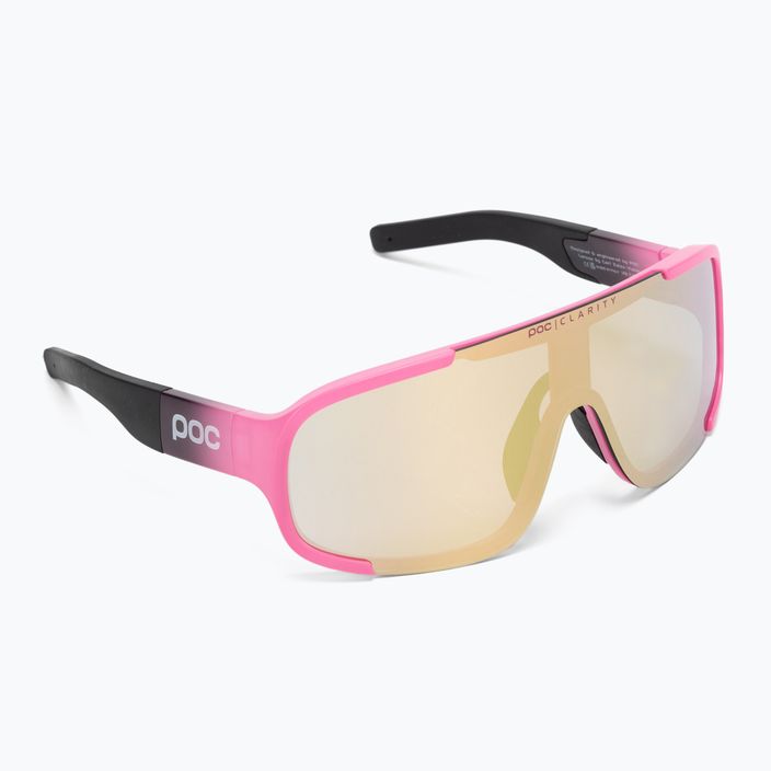 POC Aspire rožinės/uranio juodos spalvos permatomi/skaidrūs kelių aukso spalvos dviratininkų akiniai