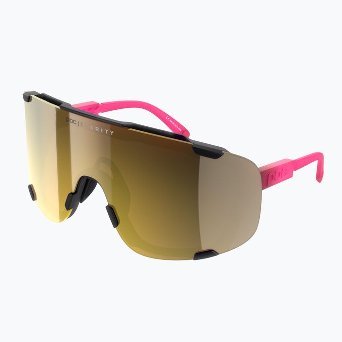 POC Devour fluo rožinės/uranio juodos spalvos peršviečiami/clarity kelių aukso spalvos dviračių akiniai 6