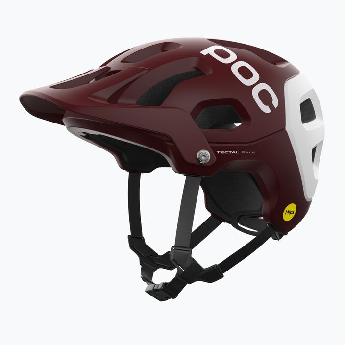 Dviračio šalmas MTB POC Tectal Race MIPS garnet red/hydrogen white matt