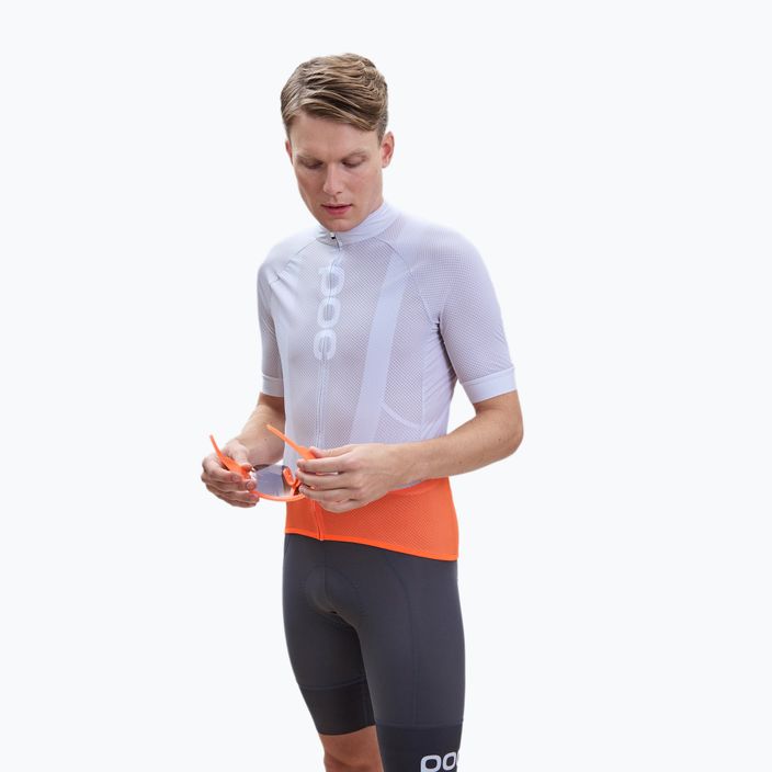 Vyriški dviratininkų marškinėliai POC Essential Road Logo granite grey/zink orange
