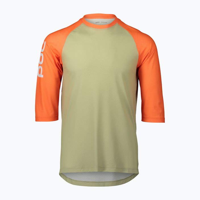 Vyriški POC MTB Pure 3/4 prehnite green/zink orange dviratininkų marškinėliai