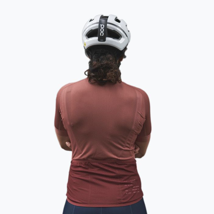 Moteriški dviratininkų marškinėliai POC Essential Road Logo himalayan salt/garnet red 2