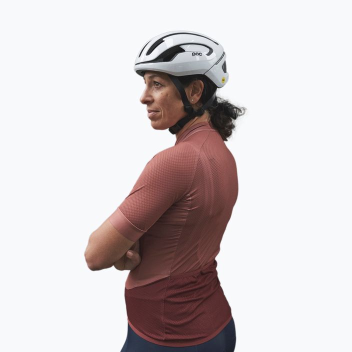 Moteriški dviratininkų marškinėliai POC Essential Road Logo himalayan salt/garnet red 3
