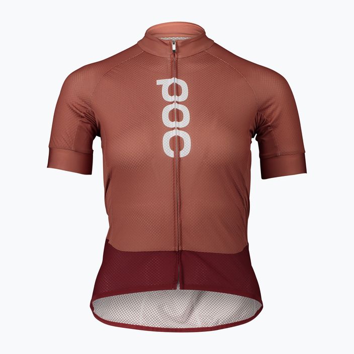 Moteriški dviratininkų marškinėliai POC Essential Road Logo himalayan salt/garnet red 5