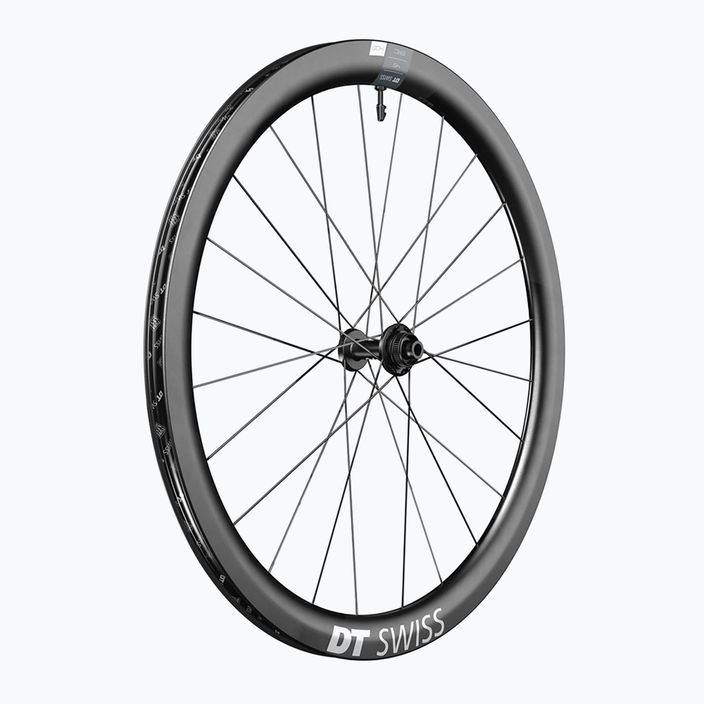 DT Swiss ERC 1400 DI 700C CL 45 12/100 anglies juodos spalvos priekinis dviračio ratas WERC140AIDXCA18229 5