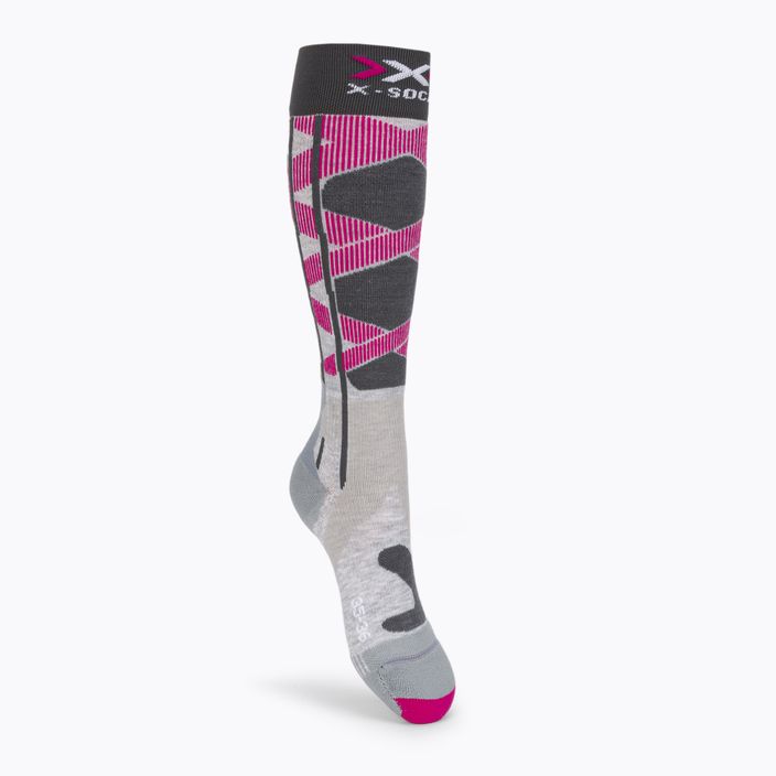 Moteriškos slidinėjimo kojinės X-Socks Ski Control 4.0 pilkai rožinės spalvos XSSSKCW19W