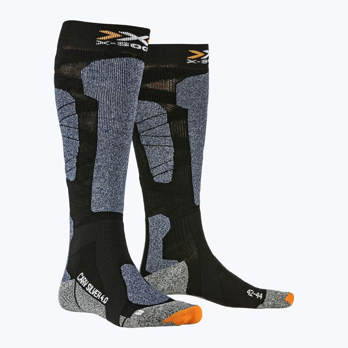 X-Socks Carve Silver 4.0 juodai pilkos slidinėjimo kojinės XSSS47W19U 4