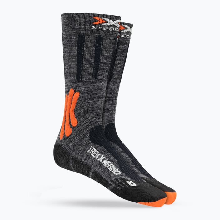 "X-Socks Trek X Merino" pilkos duo melanžinės/x-oranžinės/juodos trekingo kojinės