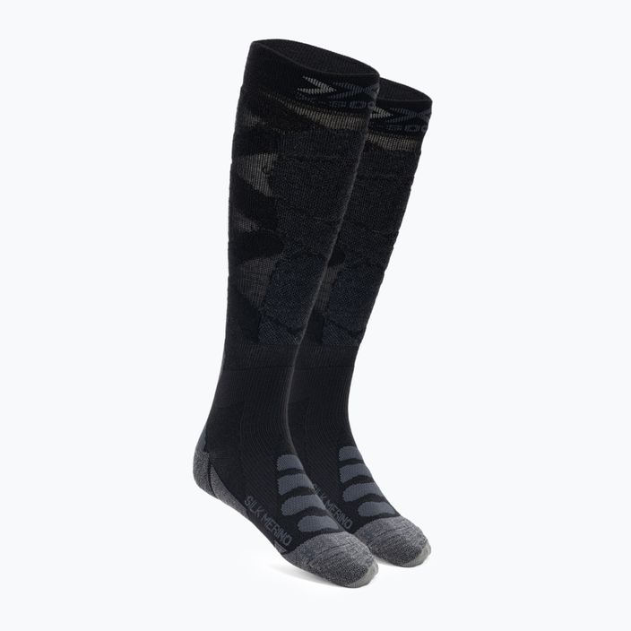 X-Socks Ski Silk Merino 4.0 juodos/tamsiai pilkos melanžinės kojinės